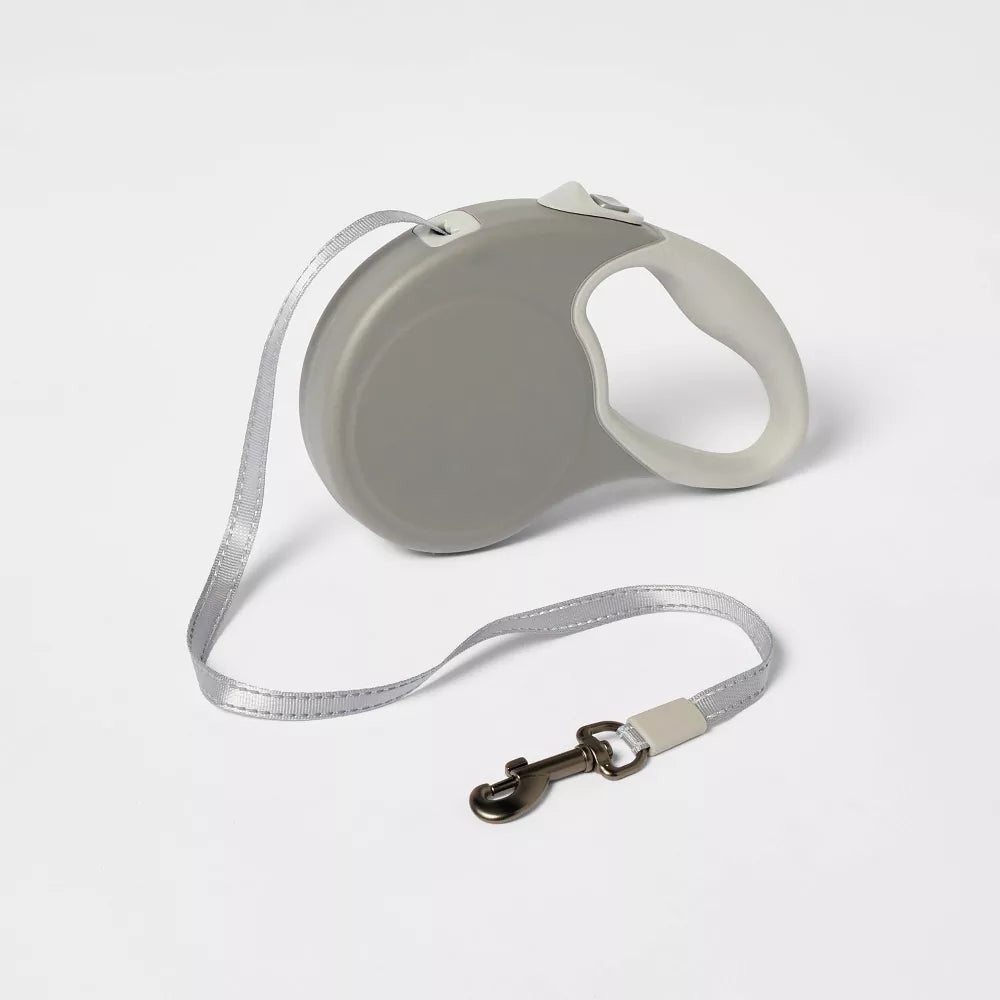 S Gray Retractable Adjustable Automatic Dog Leash With Quick Lock Button