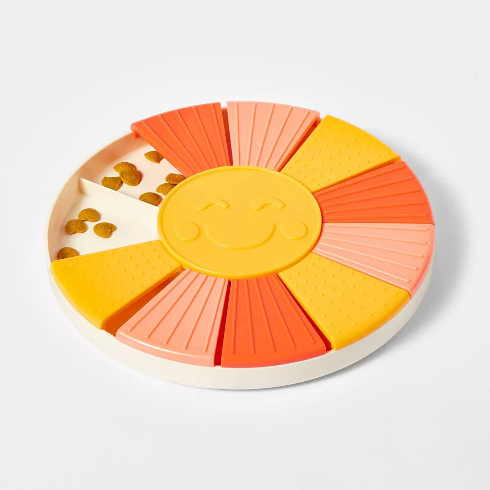 Sunshine Shape Treat Puzzle Interactive Cat Toy With Multi Compartments