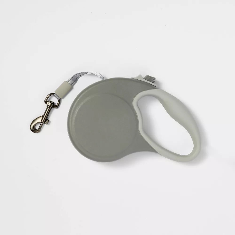 S Gray Retractable Adjustable Automatic Dog Leash With Quick Lock Button