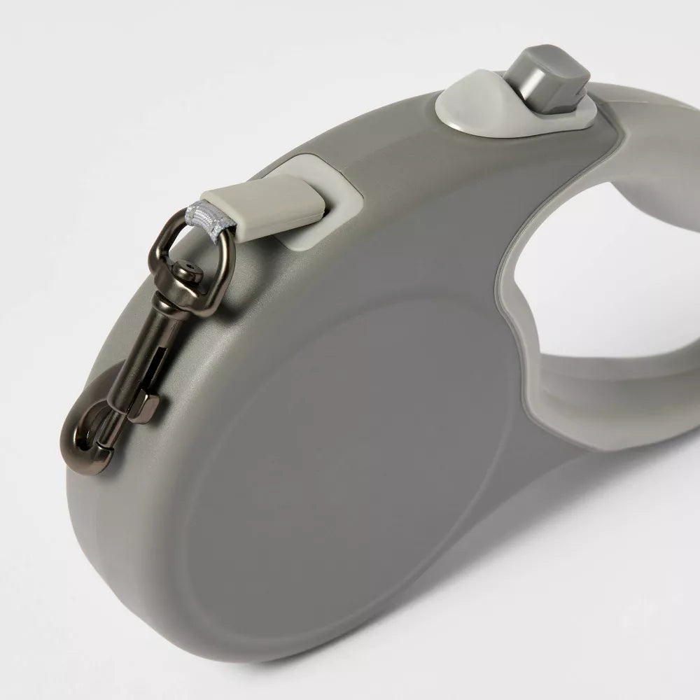 S Gray Retractable Adjustable Automatic Dog Leash With Quick Lock Button