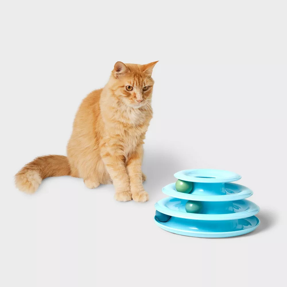 3-Layer Trackball Tower Interactive Cat Toy With Rolling Balls