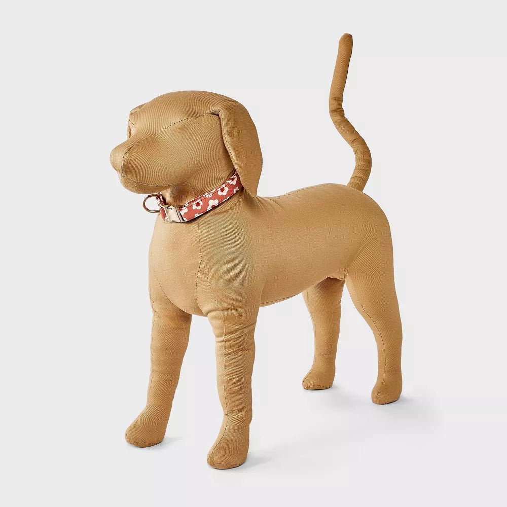 XL Fashion Floral Polyester Adjustable Pet Collar With D-Ring & Quick Clip Clasp