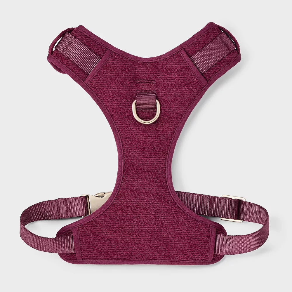 XXS Burgundy Tweed Adjustable Buckle Dog Chest Harness