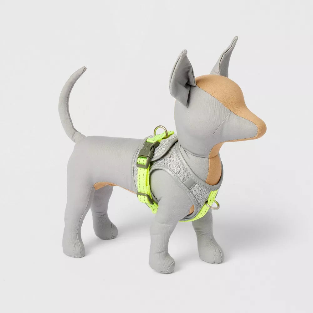XS Gray Reflective Breathable Mesh Dog Chest Harness With Metal D Ring