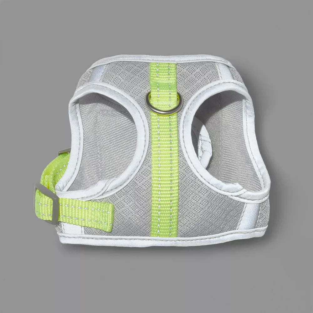 XS Gray Reflective Breathable Mesh Dog Chest Harness With Metal D Ring