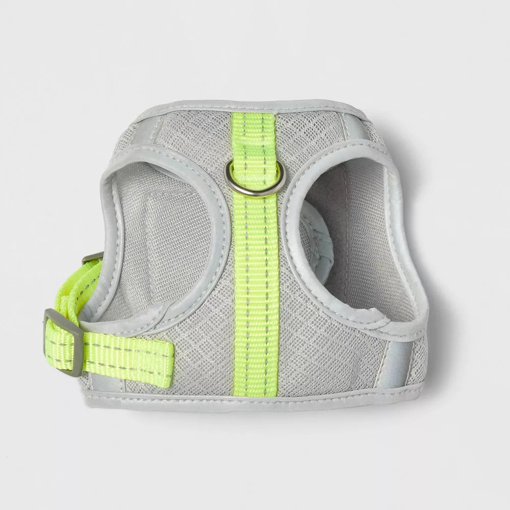 XS Gray Reflective Breathable Mesh Dog Chest Harness With Metal D Ring
