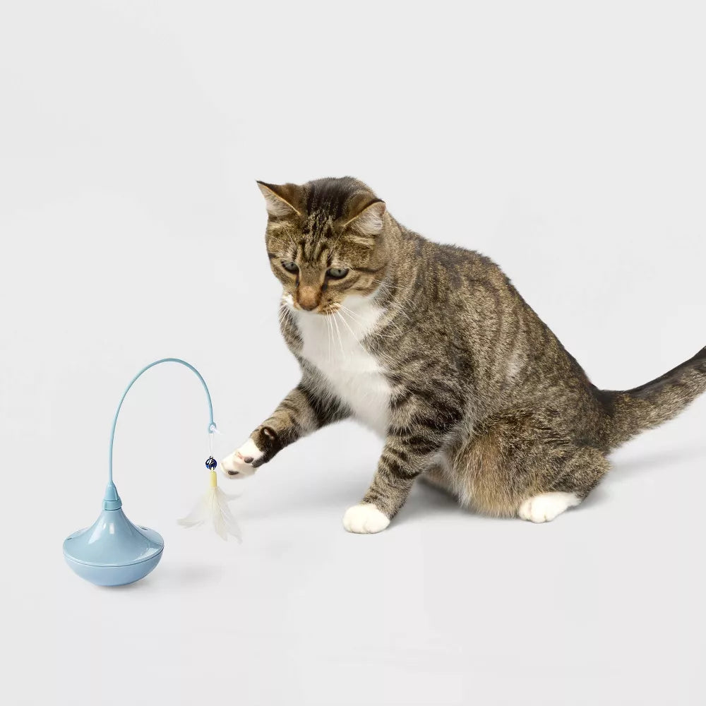 Electric Spinner Mechanical Interactive Cat Toy With Feather Teaser
