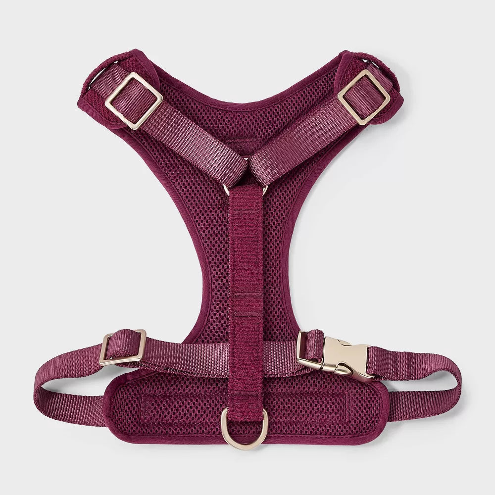 XXS Burgundy Tweed Adjustable Buckle Dog Chest Harness