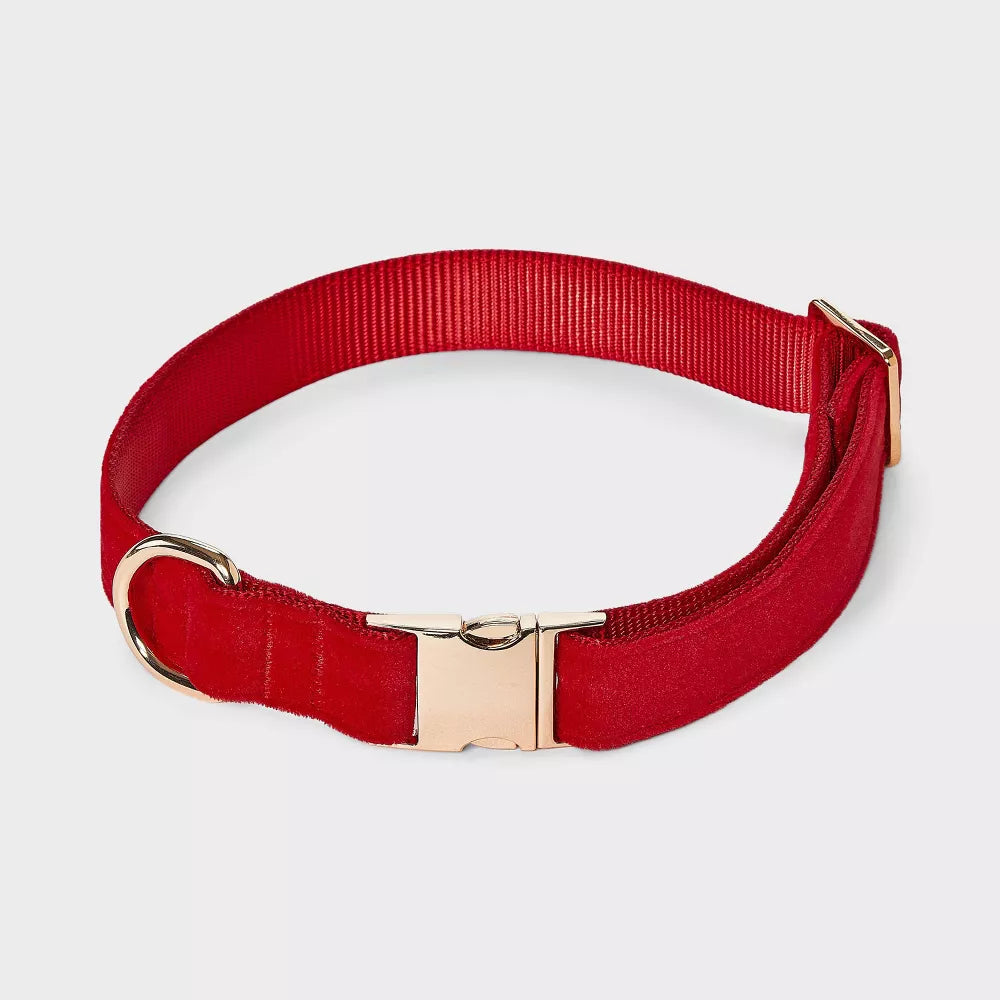 Medium Red 4-in-1 Dog Walking Kit Chest Harness Leash Collar Waste Bag Holder Set