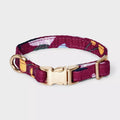 XS Floral Print Polyester Adjustable Dog Collar With Buckle & Metal D-Ring