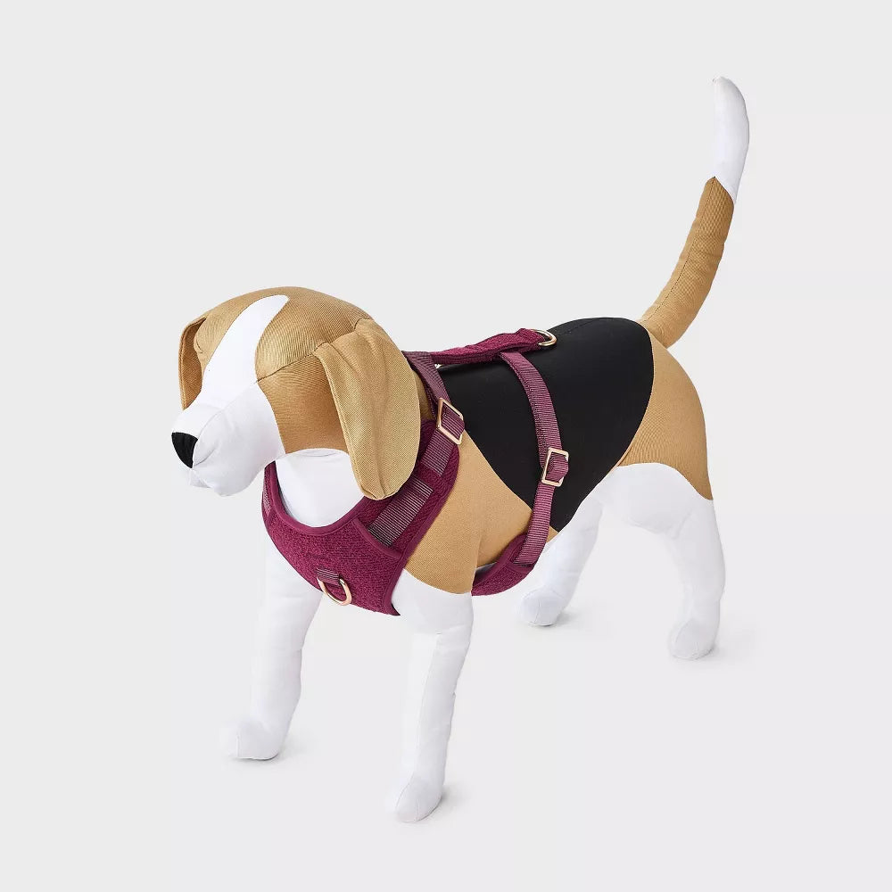 XXS Burgundy Tweed Adjustable Buckle Dog Chest Harness
