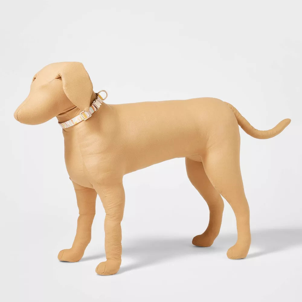 XL Brushed Stroke Polyester Cotton Adjustable Dog Collar With Rose Gold Clip Clasp & D-Ring